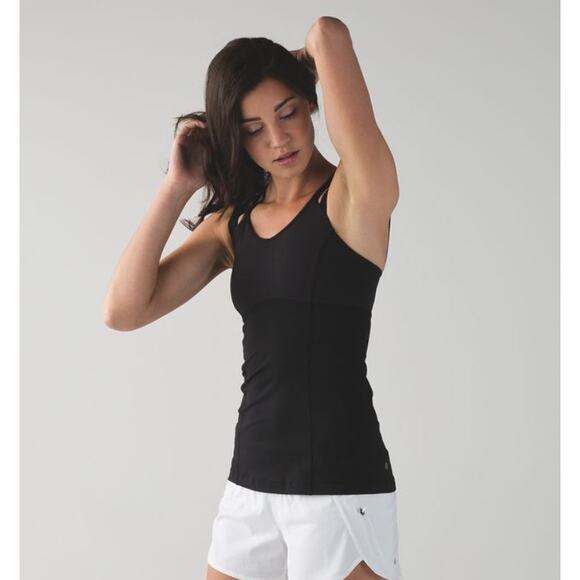 LULULEMON Women's Happy Strappy Tank Size 6 Black Stretch Yoga Lightweight - Picture 1 of 11